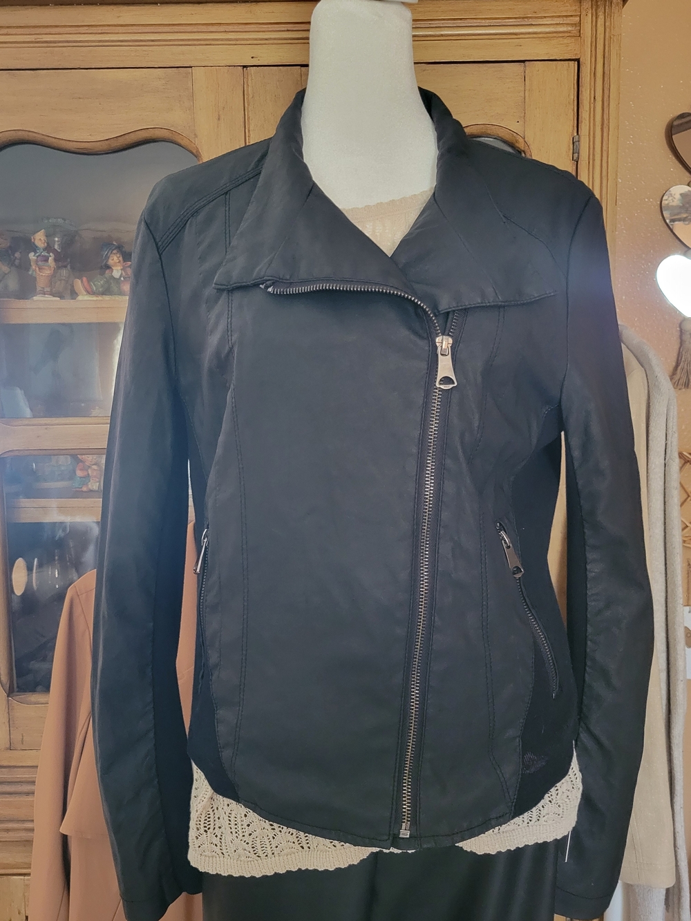 Women’s Black Asymmetrical Zip Leather Jacket